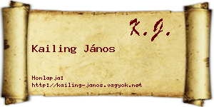 Kailing János névjegykártya